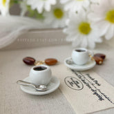 Coffee Cups and Coffee Beans Dangle Earrings - Czech Glass Coffee Bean Drop Earrings - Morning coffee fun earrins -unique dangle